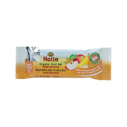 HOLLE organic fruit bar, apple & banana, 25 g, packaged snack bar wrapper