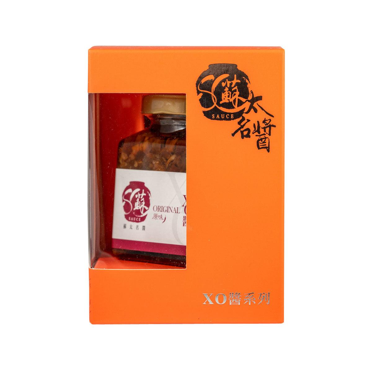 XO sauce bottle gift box, orange packaging with window and label
