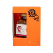 XO sauce bottle gift box, orange packaging with window and label