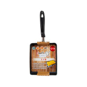 Square frying pan with black handle, nonstick dark interior, 18x15cm