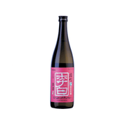 RIHAKU sake bottle with pink label and black cap