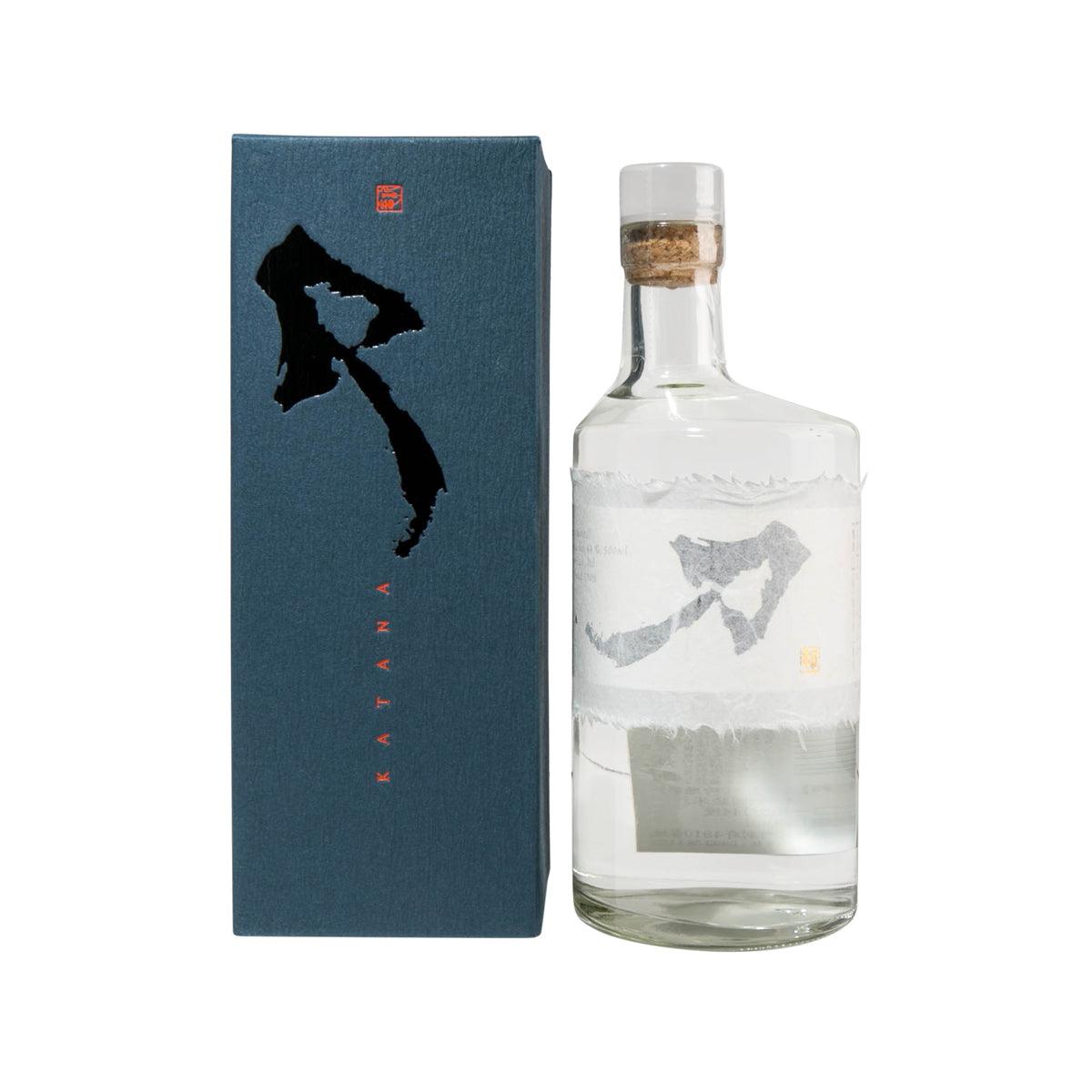 SATA Katana imo shochu bottle and dark blue box, 500 mL