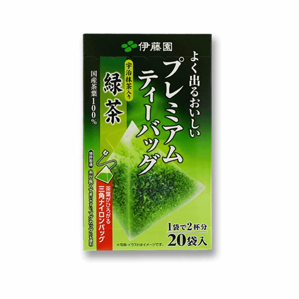 ITOEN matcha green tea bag pack, 20-count, green package