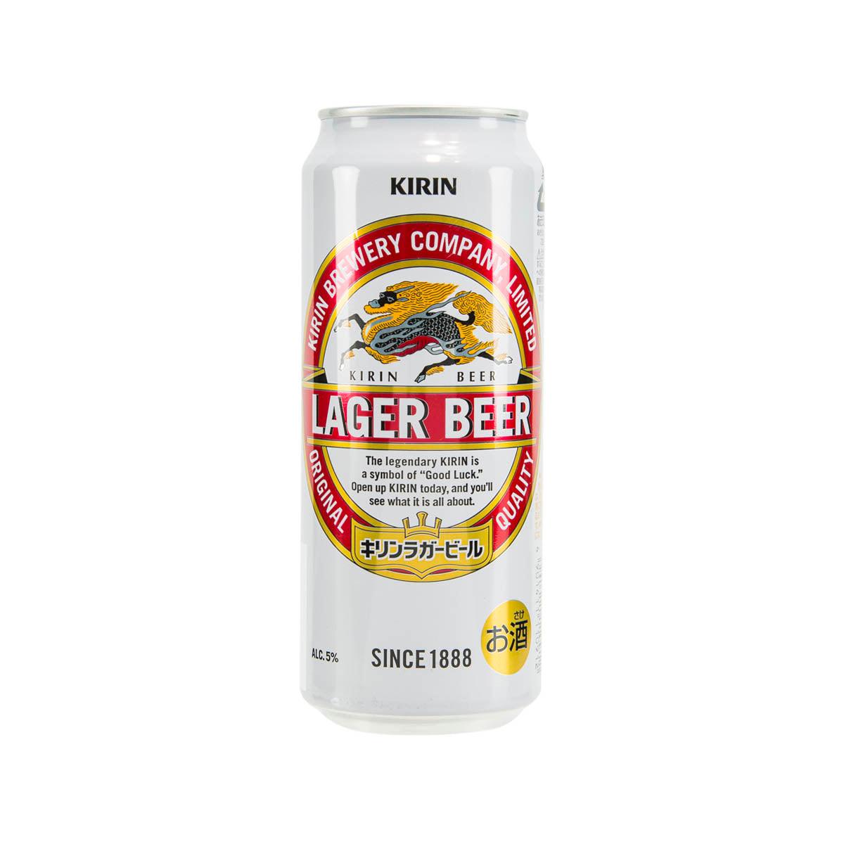 KIRIN Lager beer can with silver body and front label