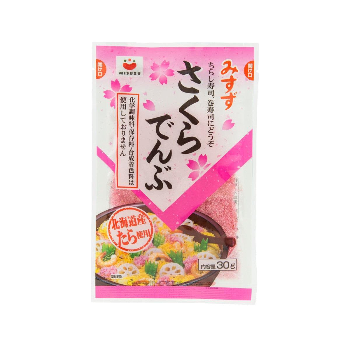 Codfish floss pouch in pink Sakura color, 30 g, with cherry blossom design