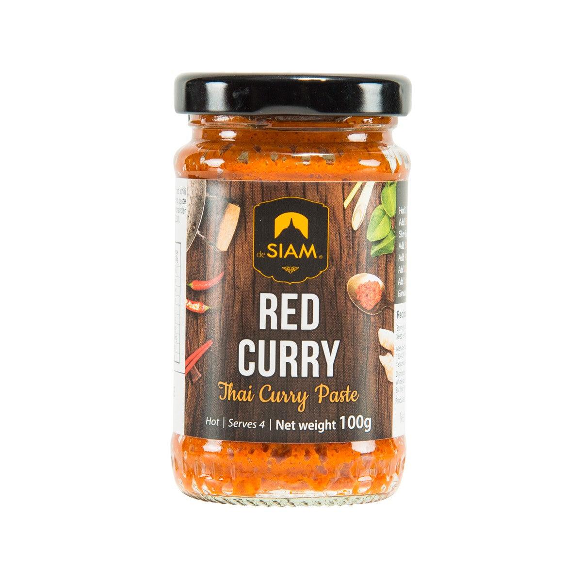 DESIAM Thai red curry paste jar, 100 g, front label with red curry artwork
