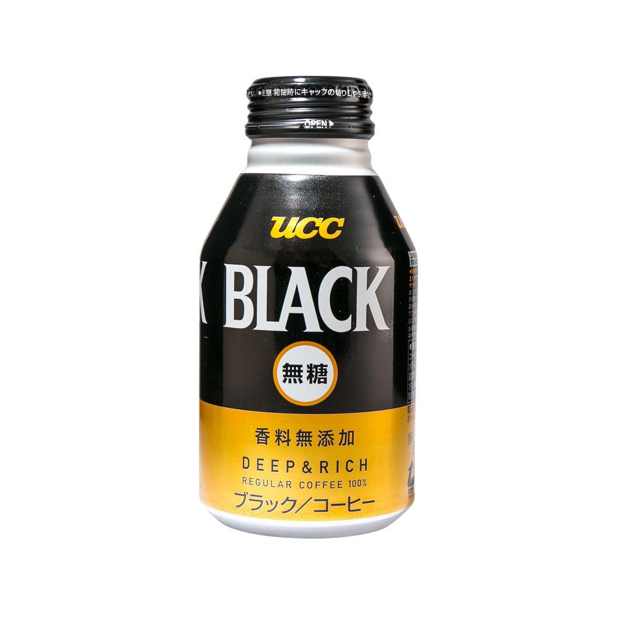 UCC Black sugarless deep & rich coffee bottle with front 'BLACK' label