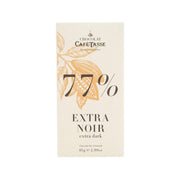 Extra dark chocolate bar wrapper, 77% cacao, 'Extra Noir', 85g
