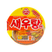OTTOGI shrimp ramen soup cup, yellow container with red label and shrimp graphic