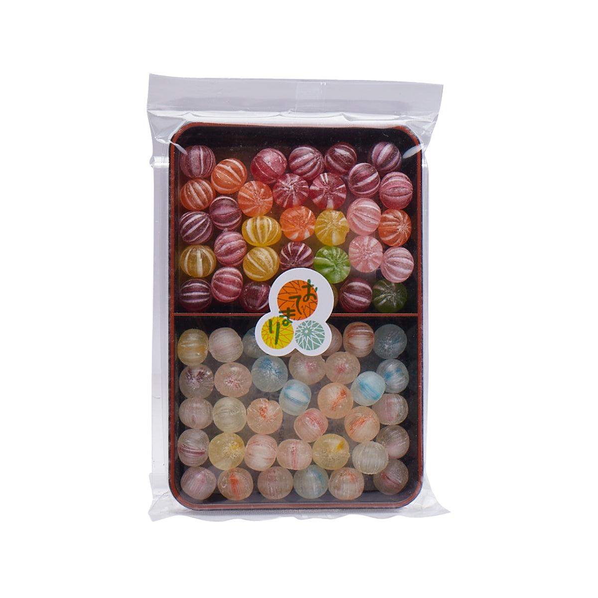 Otemari toy ball candies bag, colorful hard candy spheres in clear window pack