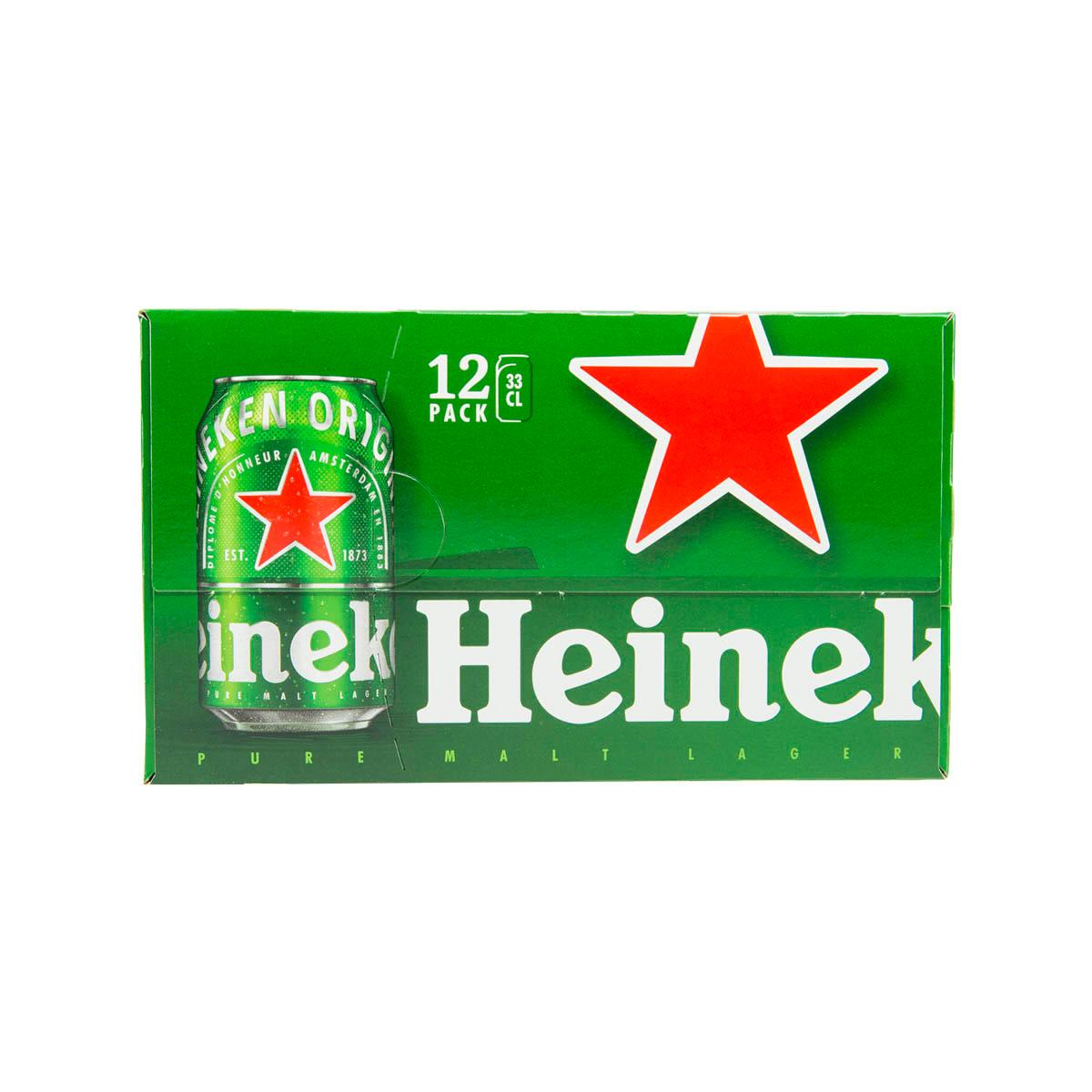 HEINEKEN Lager beer 12-pack carton, green with Heineken label and red star