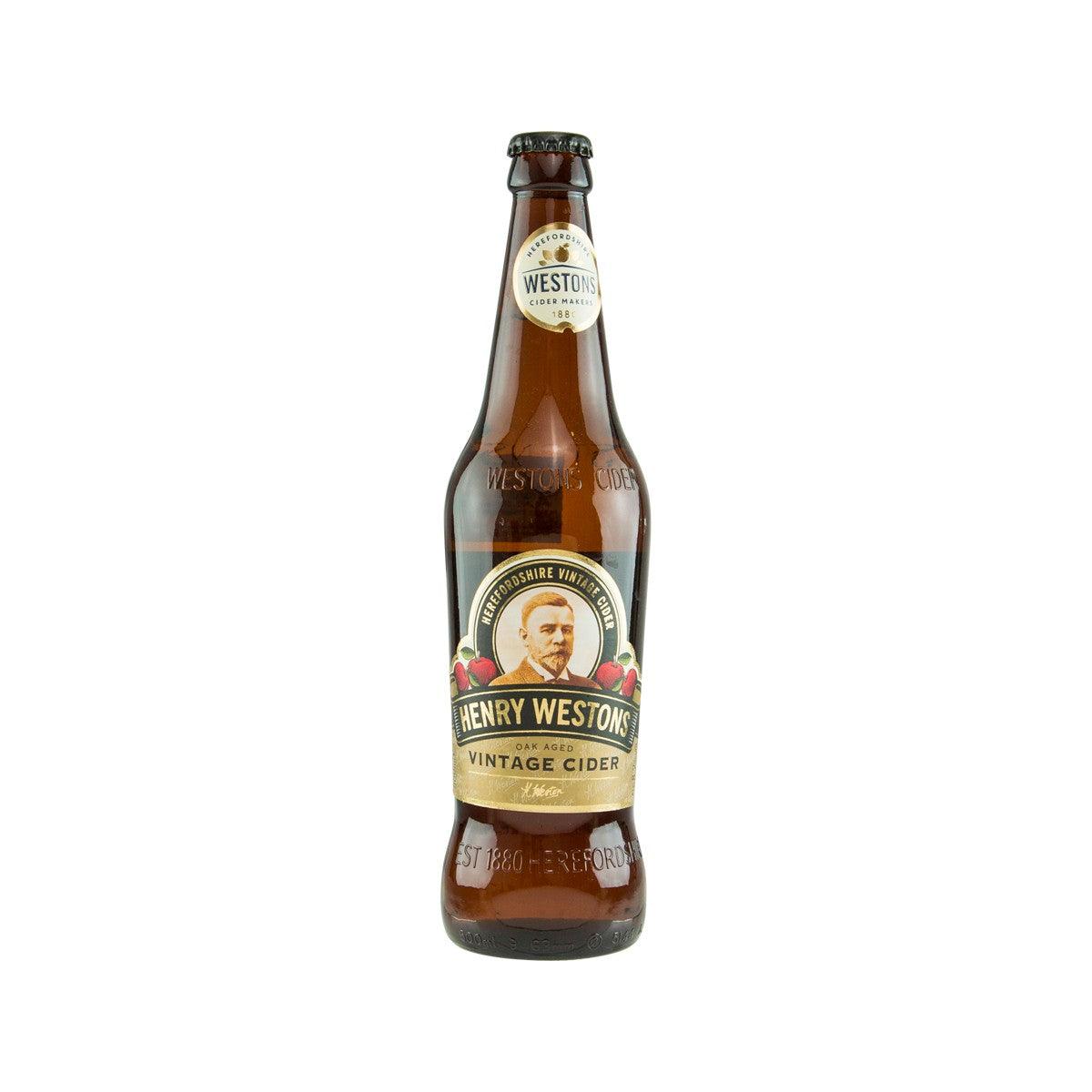 WESTONS Henry Weston's vintage cider bottle, amber glass with crown cap and label