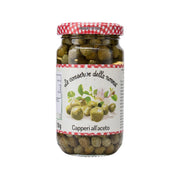 Capers in wine vinegar jar, clear glass with red checkered lid, 190 g