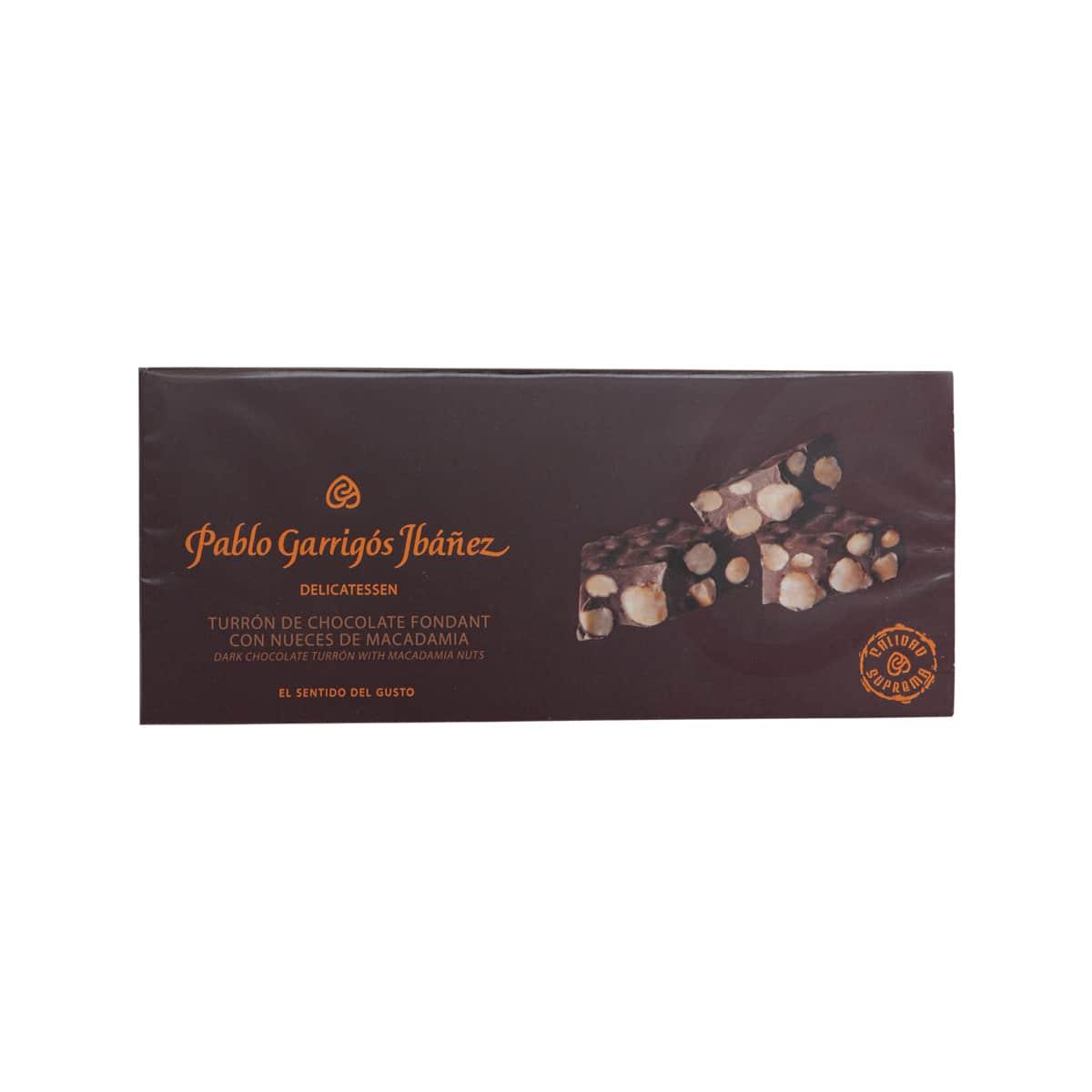 PABLO GARRIGOS IBANEZ dark chocolate turron nougat package with macadamia nuts