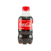 Coca-Cola 300 mL soda bottle with red cap and front label, Original Taste