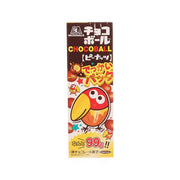 Peanut chocolate ball box with MORINAGA branding and penguin character front
