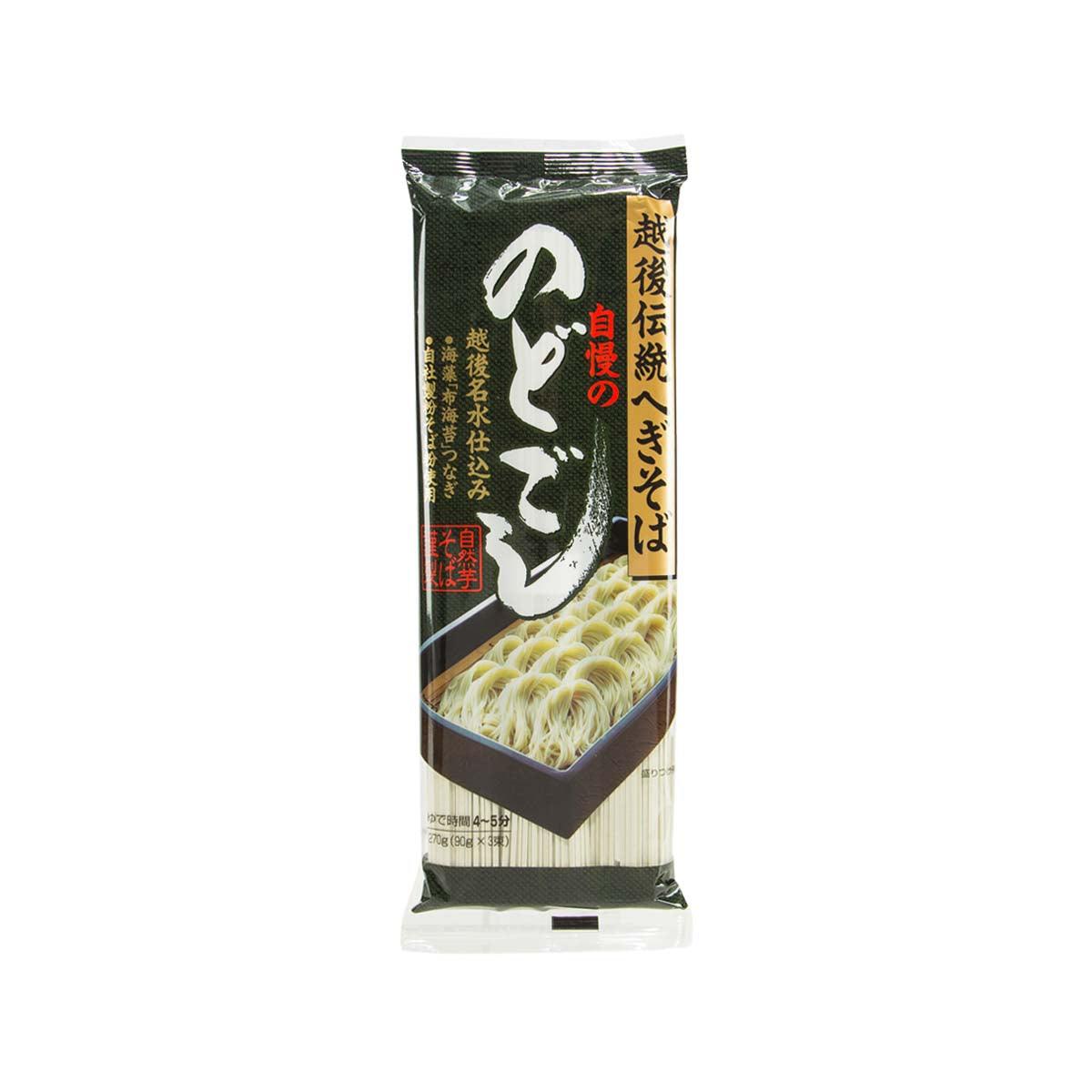 Seaweed soba noodle package, JINENJO SOBA, 210g pouch with noodle image