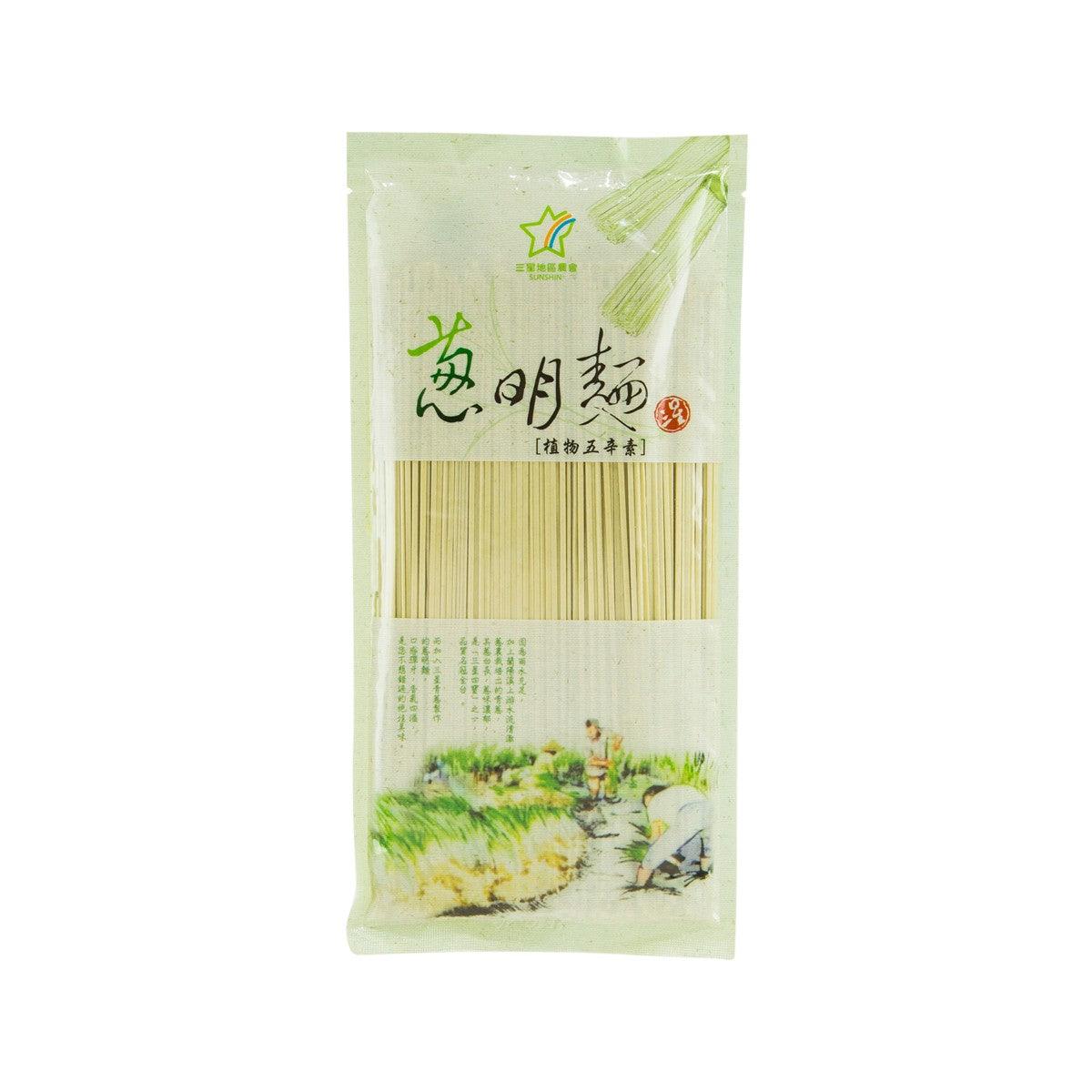 SUNSHIN instant green onion noodle pack in pale green plastic bag