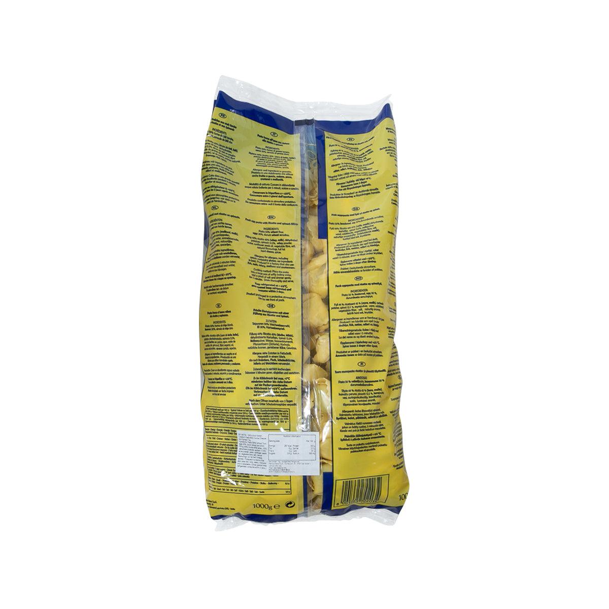 GIOVANNI RANA tortelloni pasta with ricotta and spinach, back of 1kg pouch