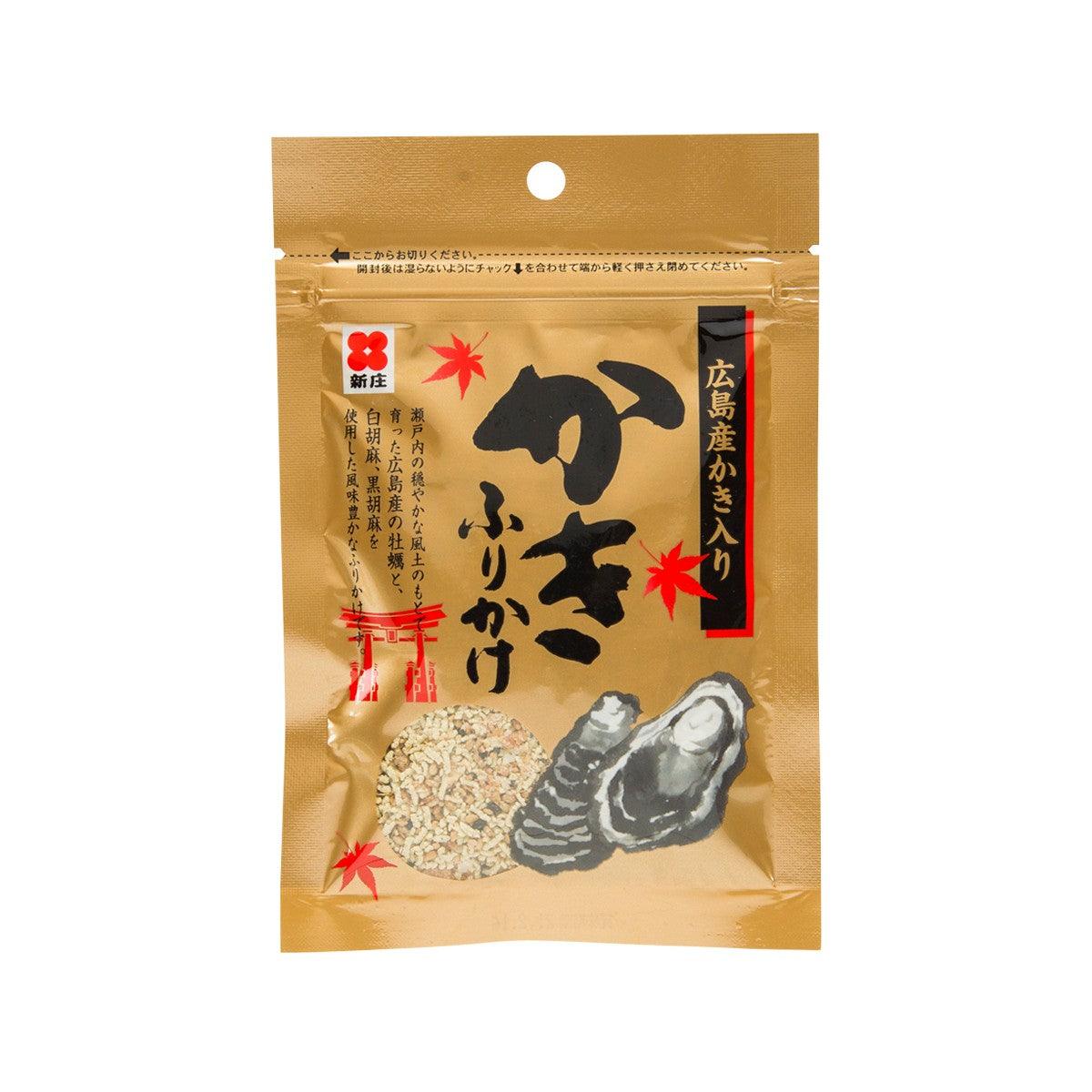 Oyster flavor rice topping pouch with black-and-white oyster illustration