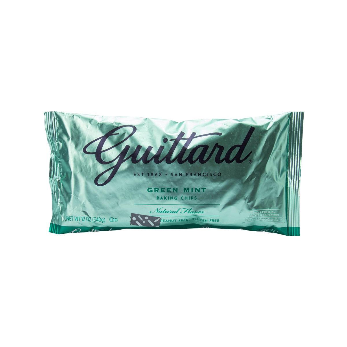 GUITTARD green mint baking chips pouch, 340 g foil-wrapped