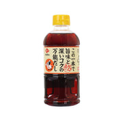 FUJIYASU JYOZO bonito soup stock bottle, 500 mL, amber liquid, yellow cap