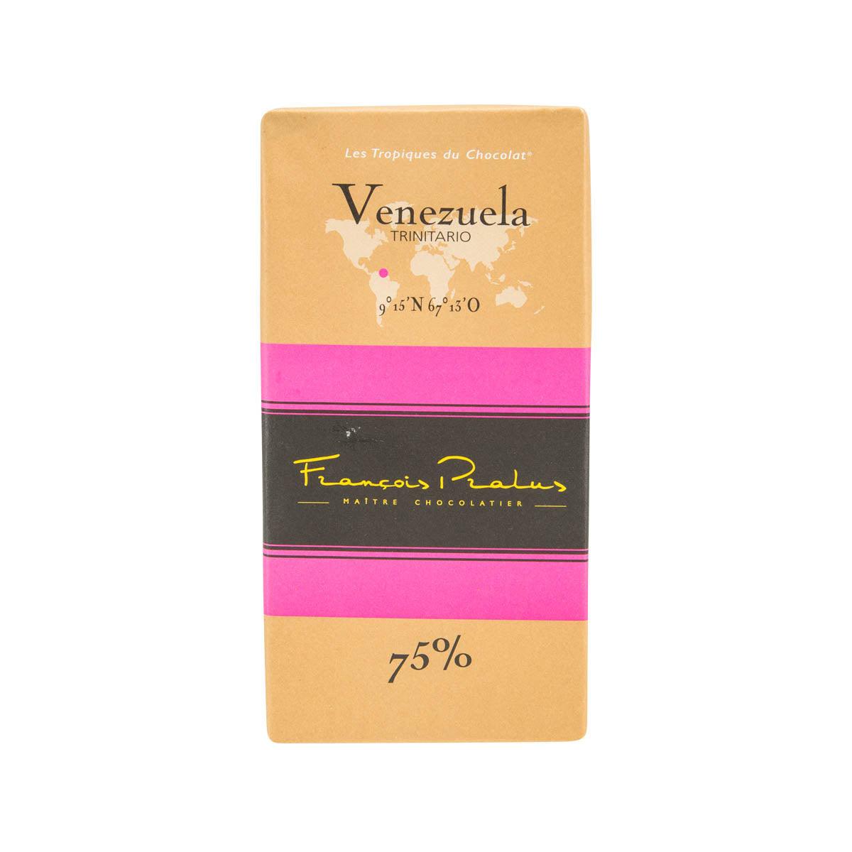 Tropical chocolate bar packaging, Venezuela Trinitario 75% cocoa, 100g block