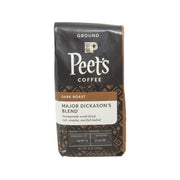 Peet's ground coffee bag, dark roast Major Dickason's Blend, front label