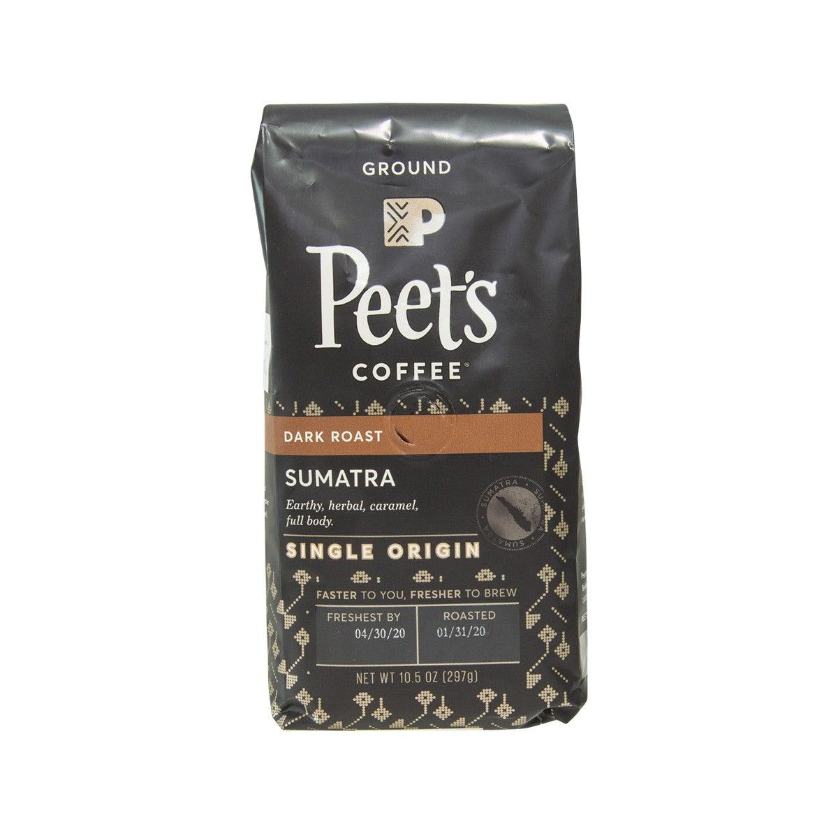 Ground coffee bag PEET'S dark roast Sumatra, single origin, 297g