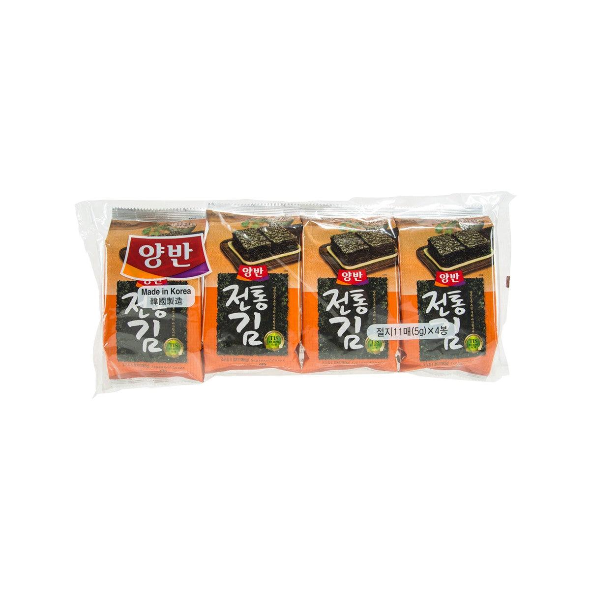 Seasoned laver seaweed pouches, traditional flavor, 20g, sealed in clear bag