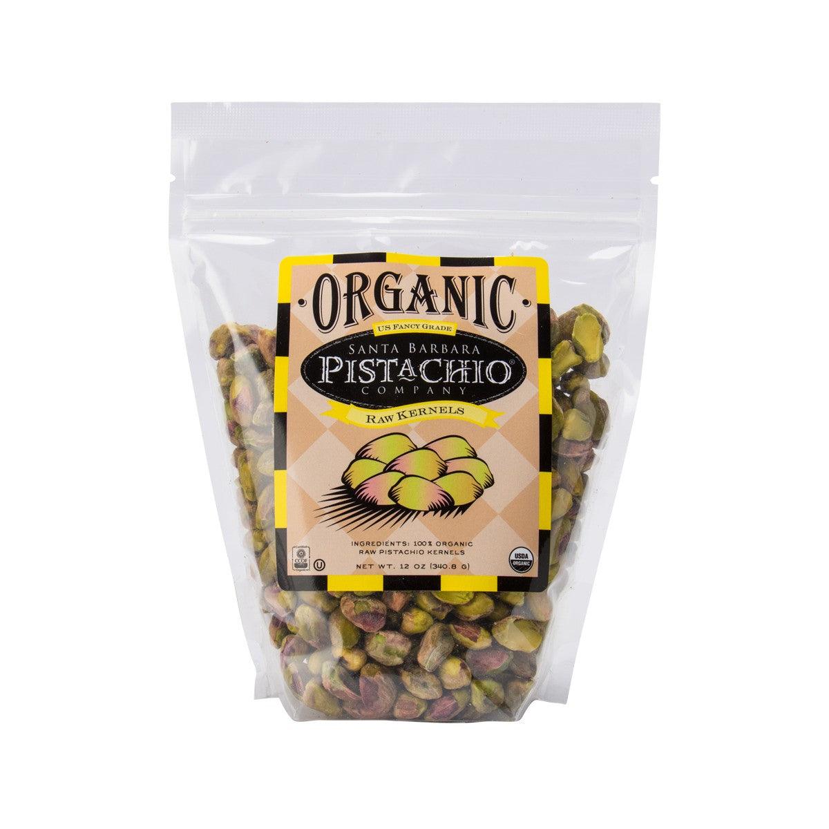 SANTA BARBARA organic raw pistachio kernels in resealable bag, front view