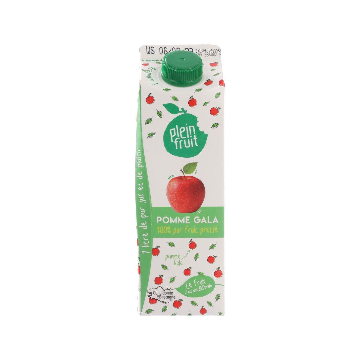 Plein Fruit Gala apple juice carton, 1L, green cap and fruit-printed label