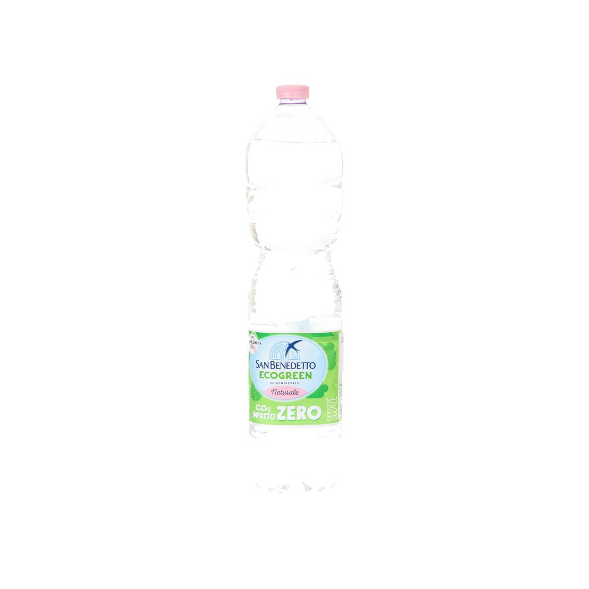 Still natural mineral water bottle 1.5L, SAN BENEDETTO EcoGreen, capped front label