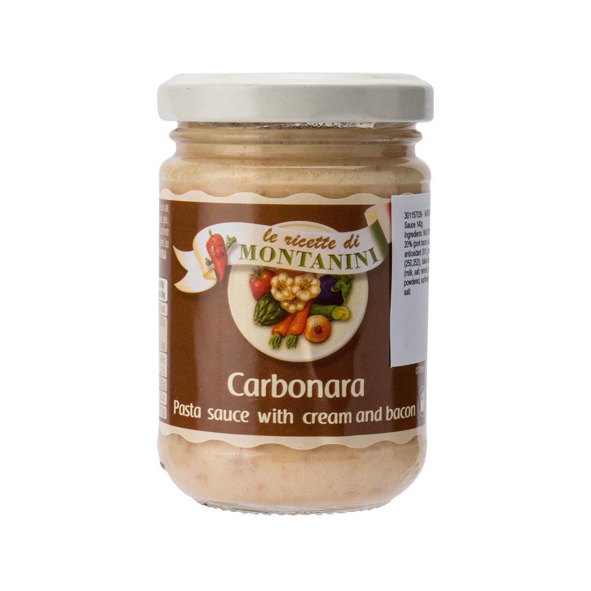 MONTANINI Carbonara pasta sauce jar with cream and bacon, 140 g