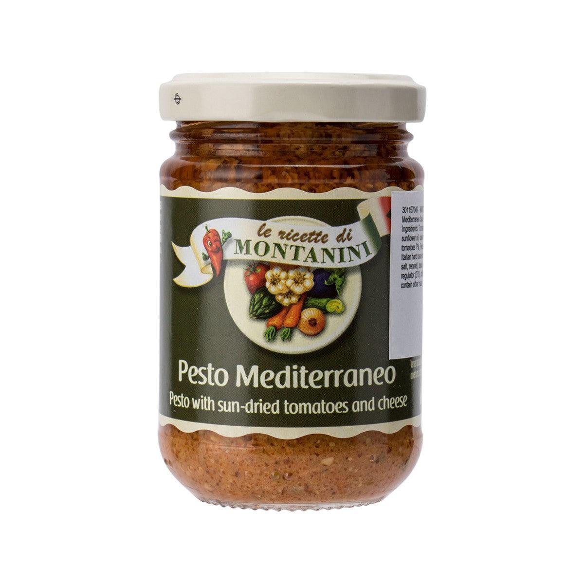 MONTANINI Pesto Mediterraneo sauce jar, basil and veggie label