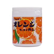 MARUKAWA orange bubble gum jar with citrus fruit label