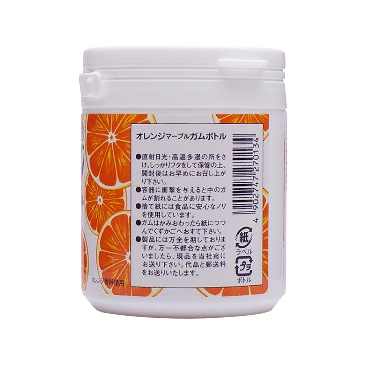 MARUKAWA orange bubble gum jar back label with printed nutrition text