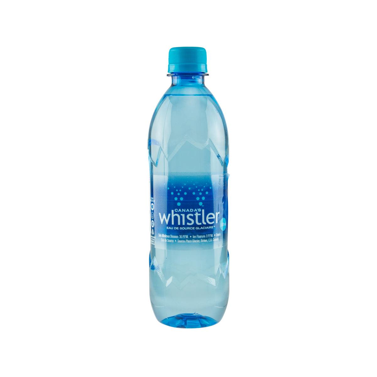 WHISTLER 500 mL spring water bottle, clear blue PET, blue screw cap