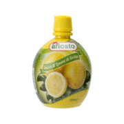 Ariosto lemon juice bottle with yellow cap and front lemon label, 200 mL