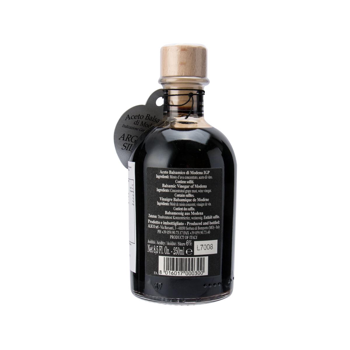 FATTORIA ESTENSE balsamic vinegar bottle with cork and back label text