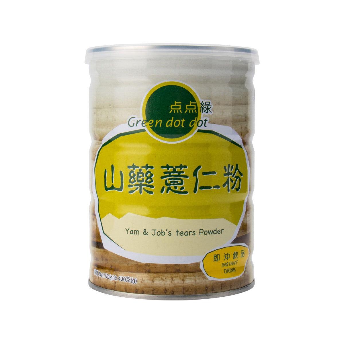 Yam and Job’s tears powder jar, clear lid with green-yellow label, 400g