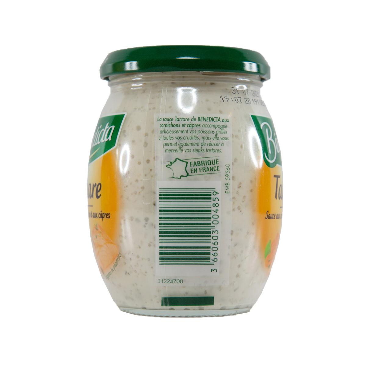 BENEDICTA tartare sauce jar with green lid, back label visible