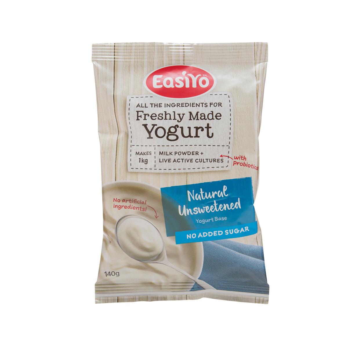 EASIYO natural unsweetened yogurt base pouch, 140g, no added sugar