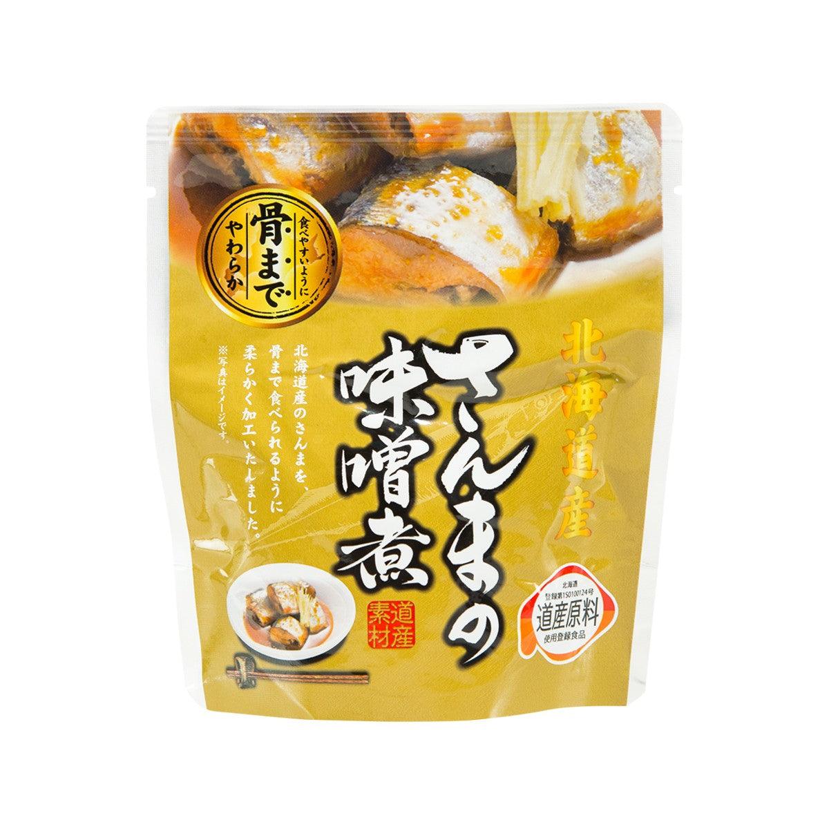 Miso saury in sauce pouch, 95 g, front view with Japanese label