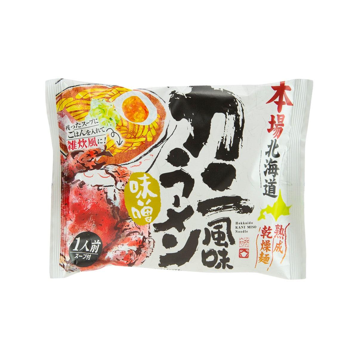 Hokkaido ramen noodle soup packet with crab and miso flavor, front label