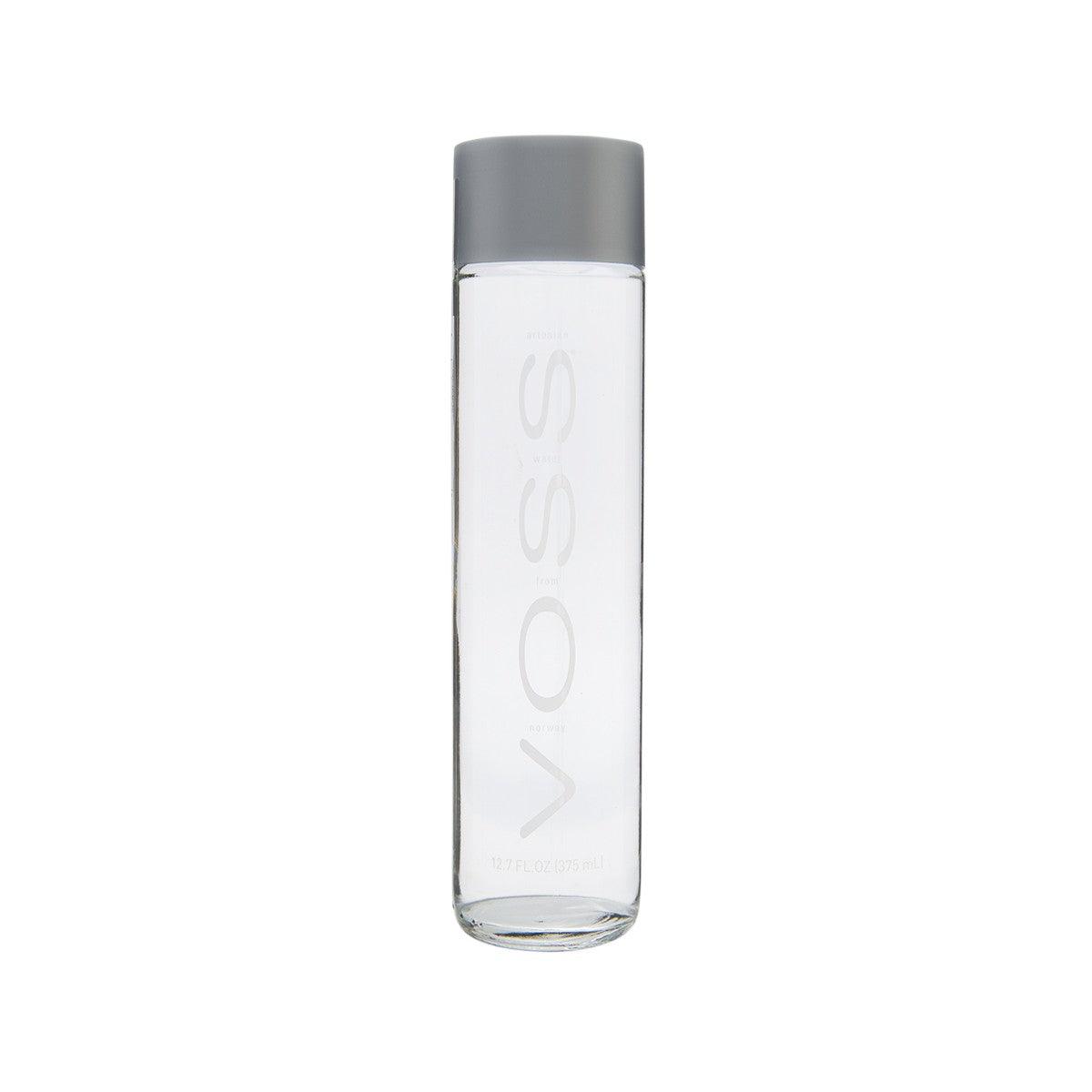 Mineral water bottle 375 mL, clear bottle with gray cap