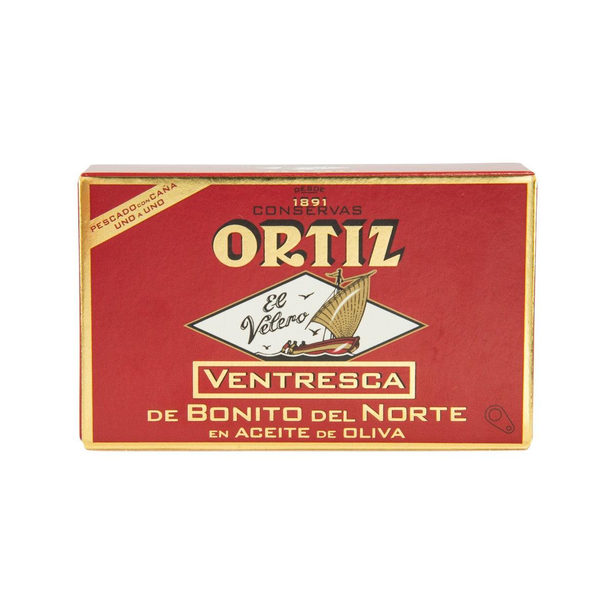 ORTIZ Ventresca in olive oil tin, red and gold front label