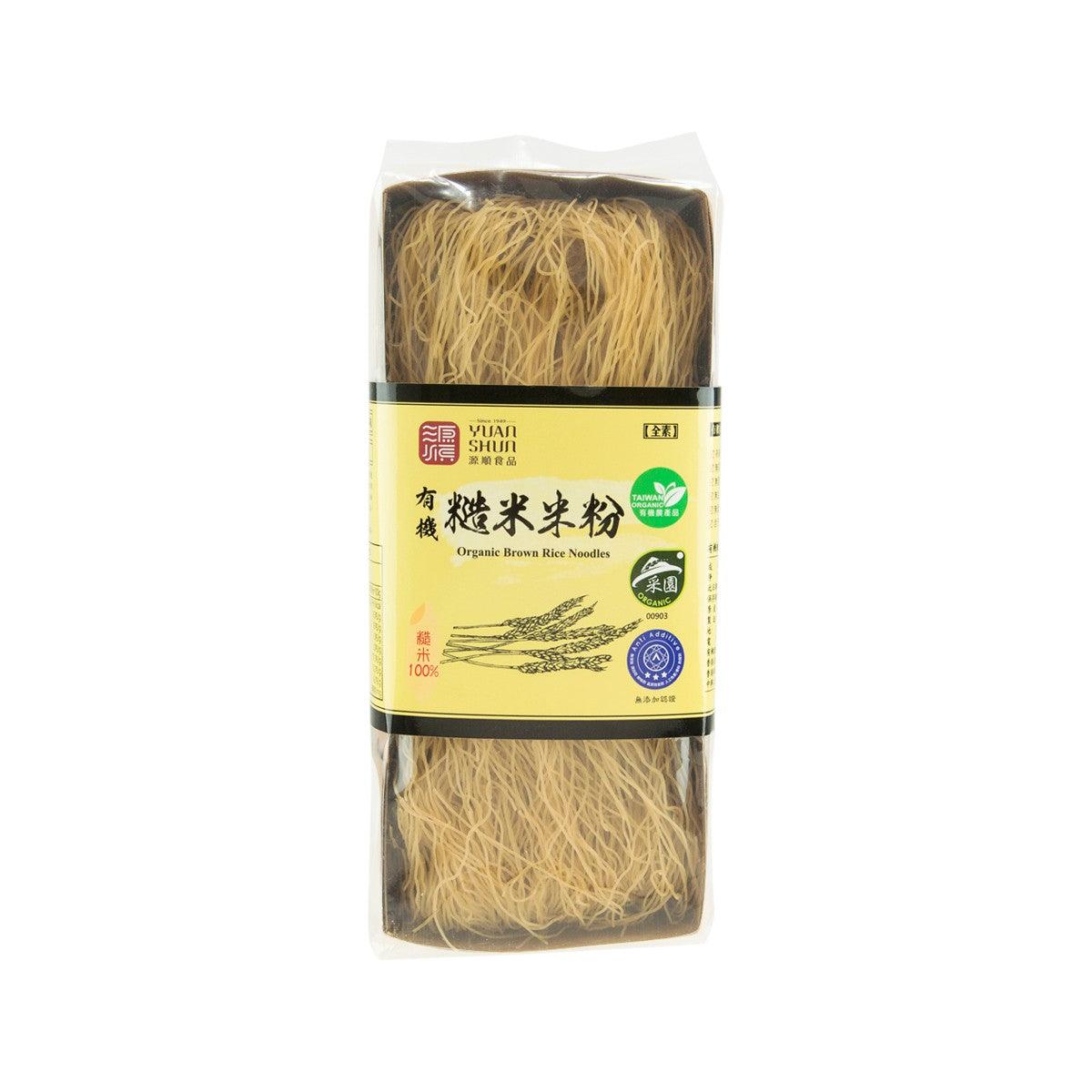 Organic brown rice noodles in clear plastic pack, YUAN SHUN, 200 g