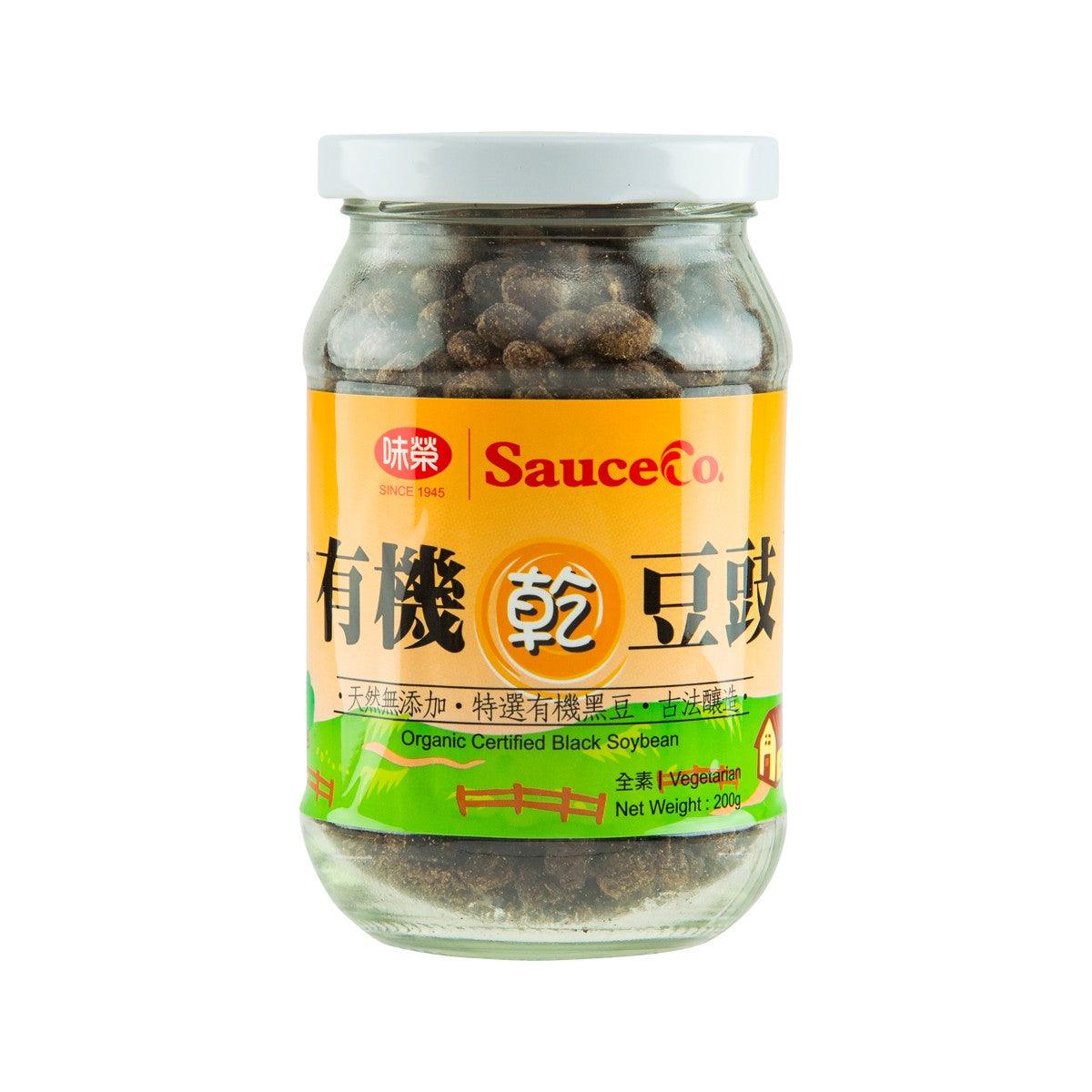 SAUCE CO organic fermented black bean jar, white lid, 200g, dark beans inside