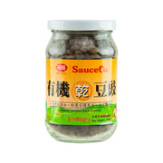 SAUCE CO organic fermented black bean jar, white lid, 200g, dark beans inside